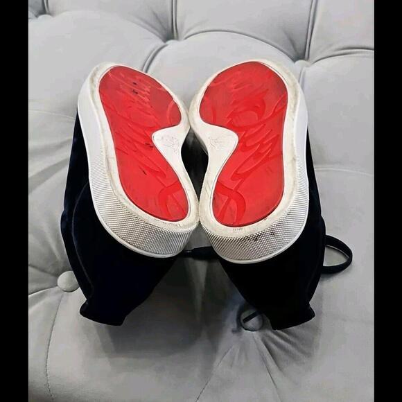 Christian Louboutin Navy Blue Velvet Lace Up Sneaker Flats Mens Shoes 42 9 - Picture 13 of 15